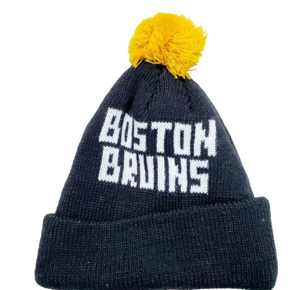 Fan Favorite Boston Bruins Toboggan NHL Black Yellow Pom Pom OSFM NWOT - Picture 3 of 6